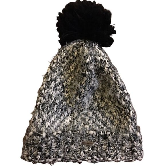 Steve Madden Eyelash Knit Tweed Infinite Scarf Neck Warmer & Fur Pom Beanie Hat - Picture 2 of 7